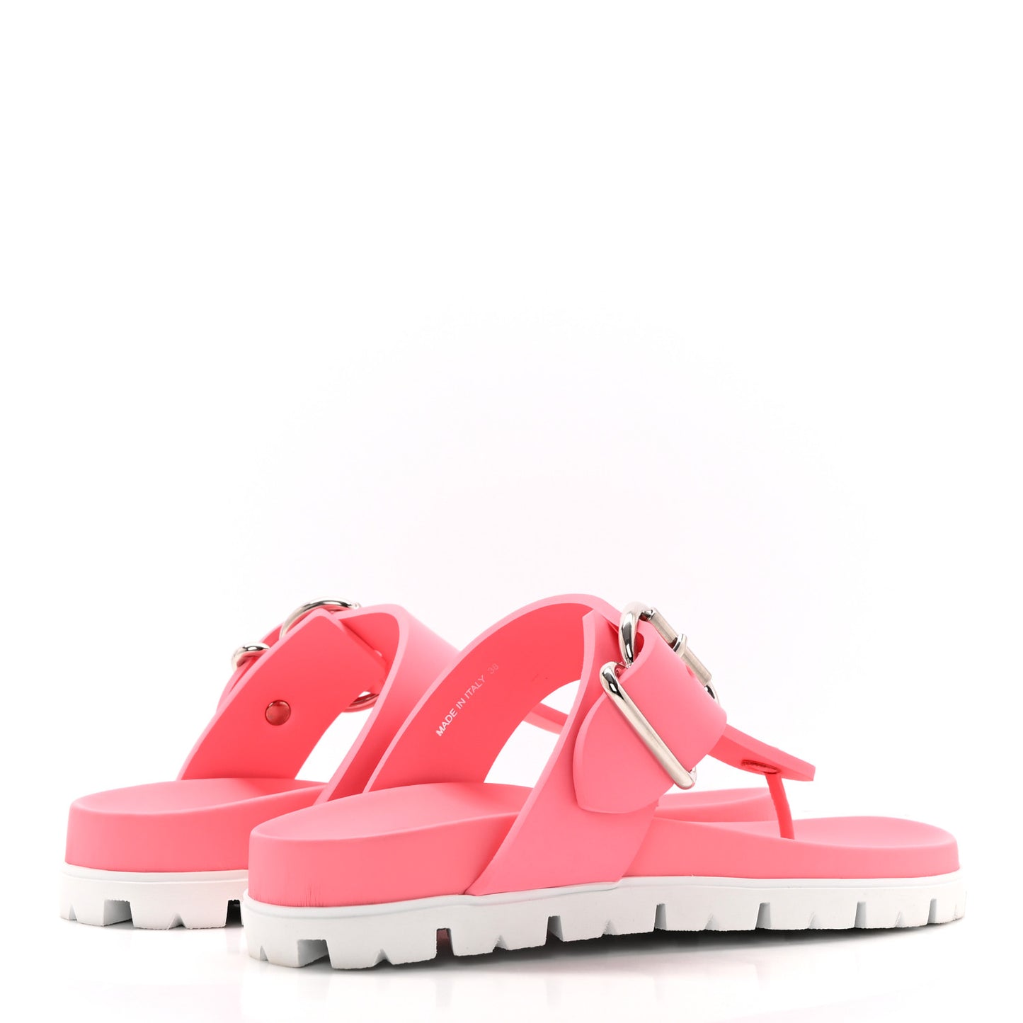 EVA Rubber Buckled Lug Sole 20mm Thong Sandals 38 Begonia