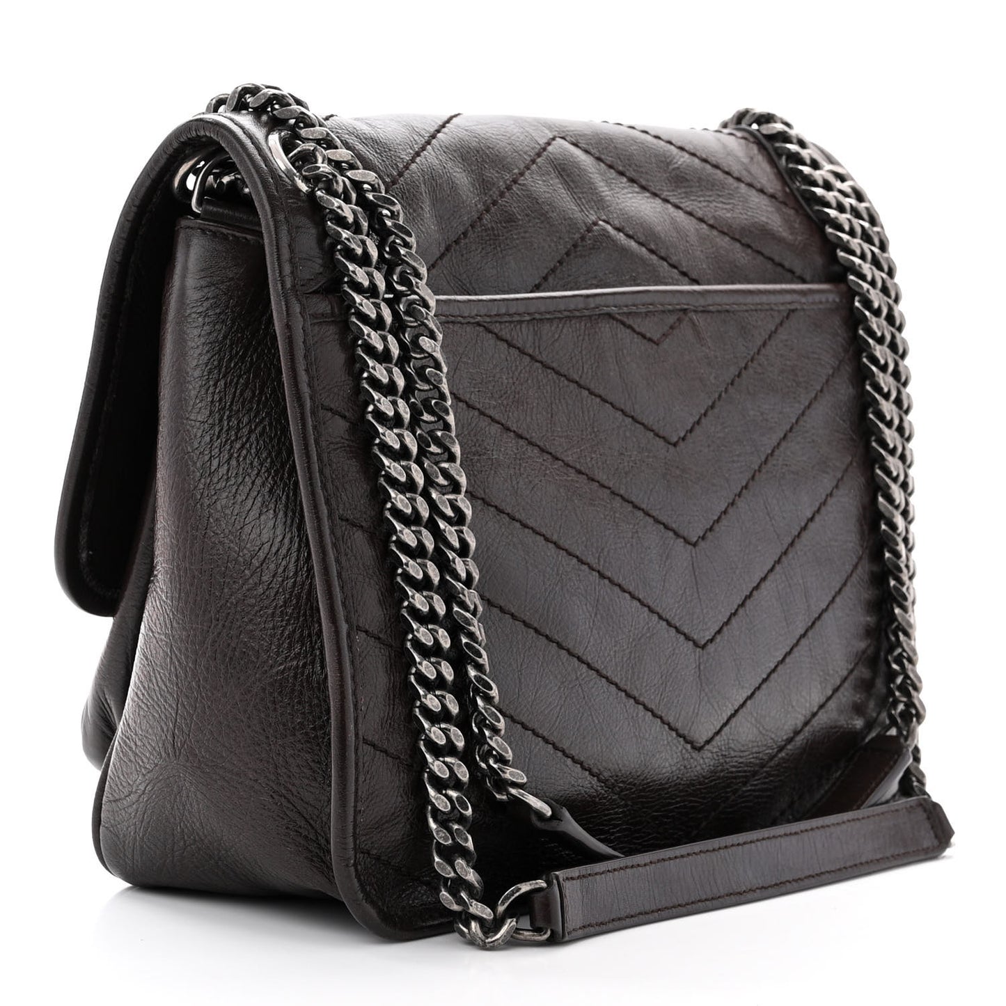 Crinkled Calfskin Matelasse Monogram Medium Niki Chain Satchel Tulip