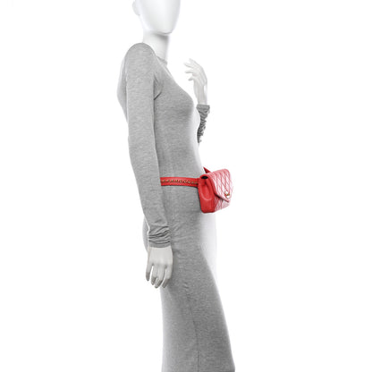 Chanel Calfskin Quilted Carry With Chic Flap Waist Bag Red 2 of 11