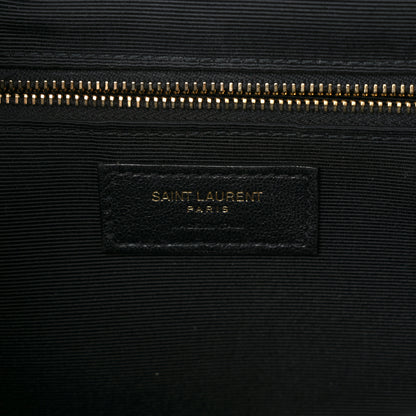Saint Laurent Grain De Poudre Textured Mixed Matelasse Large Triquilt Monogram Satchel Black 6 of 11