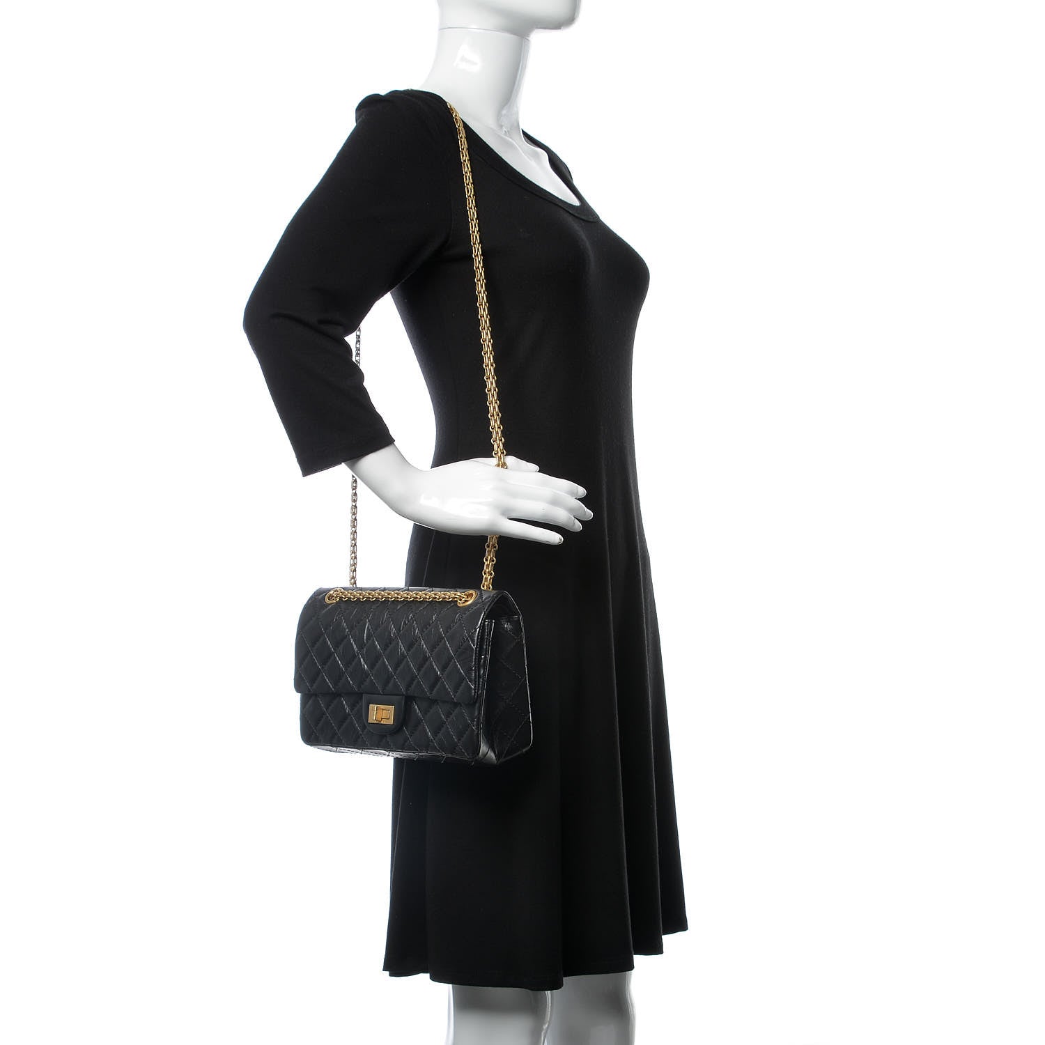 Chanel Aged Calfskin Quilted 2.55 Reissue 225 Flap Black 2 of 13