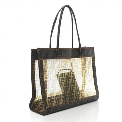 Fendi Mesh Glazed Fabric FF 1974 Tote Tobacco 3 of 10
