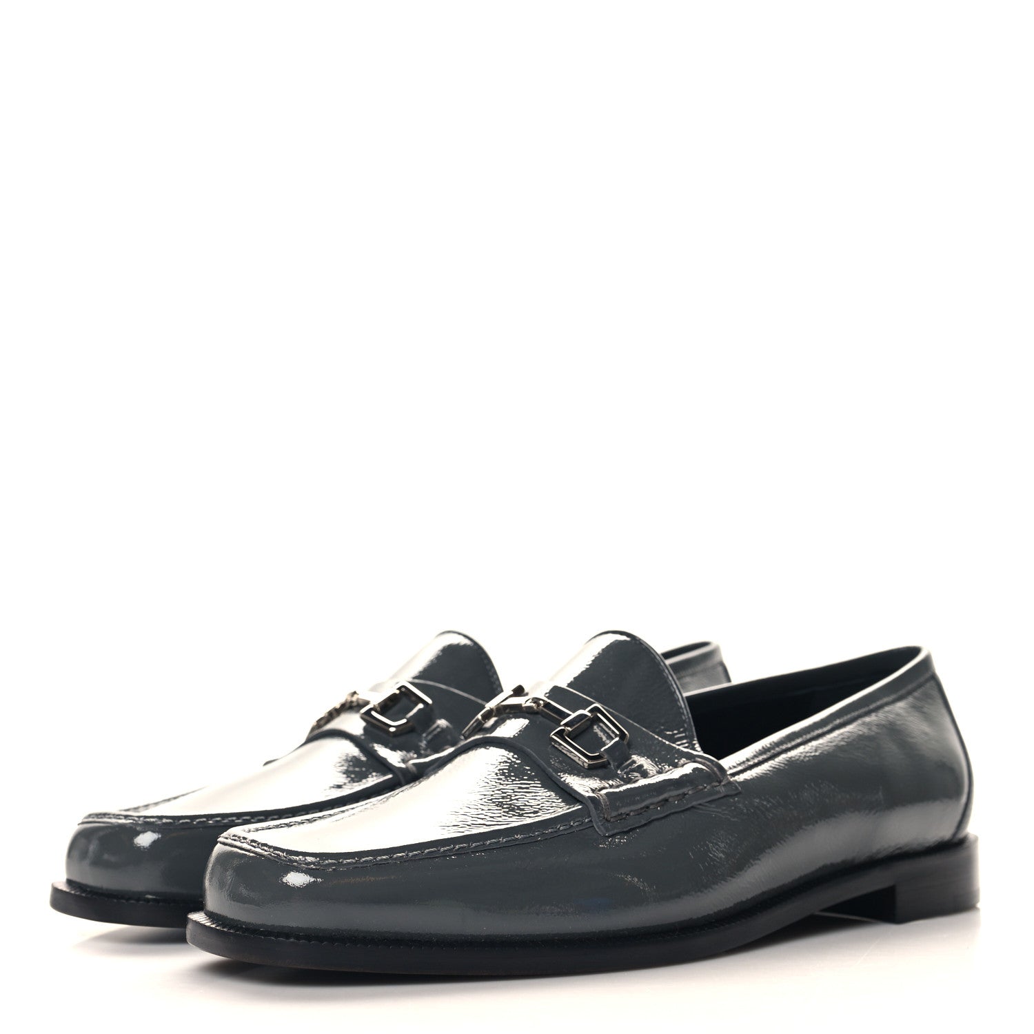 Gucci Naplack Patent Horsebit Banks Loafers 40 Melange Platinum 4 of 10