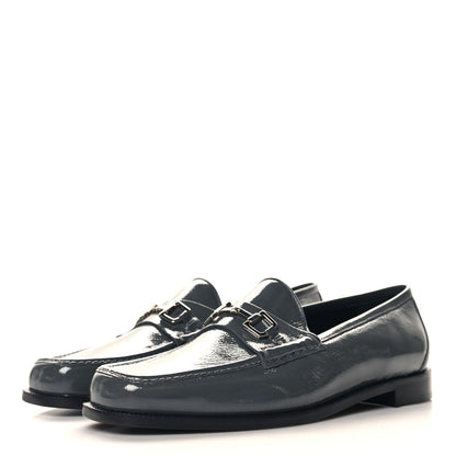 Gucci Naplack Patent Horsebit Banks Loafers 40 Melange Platinum 4 of 10