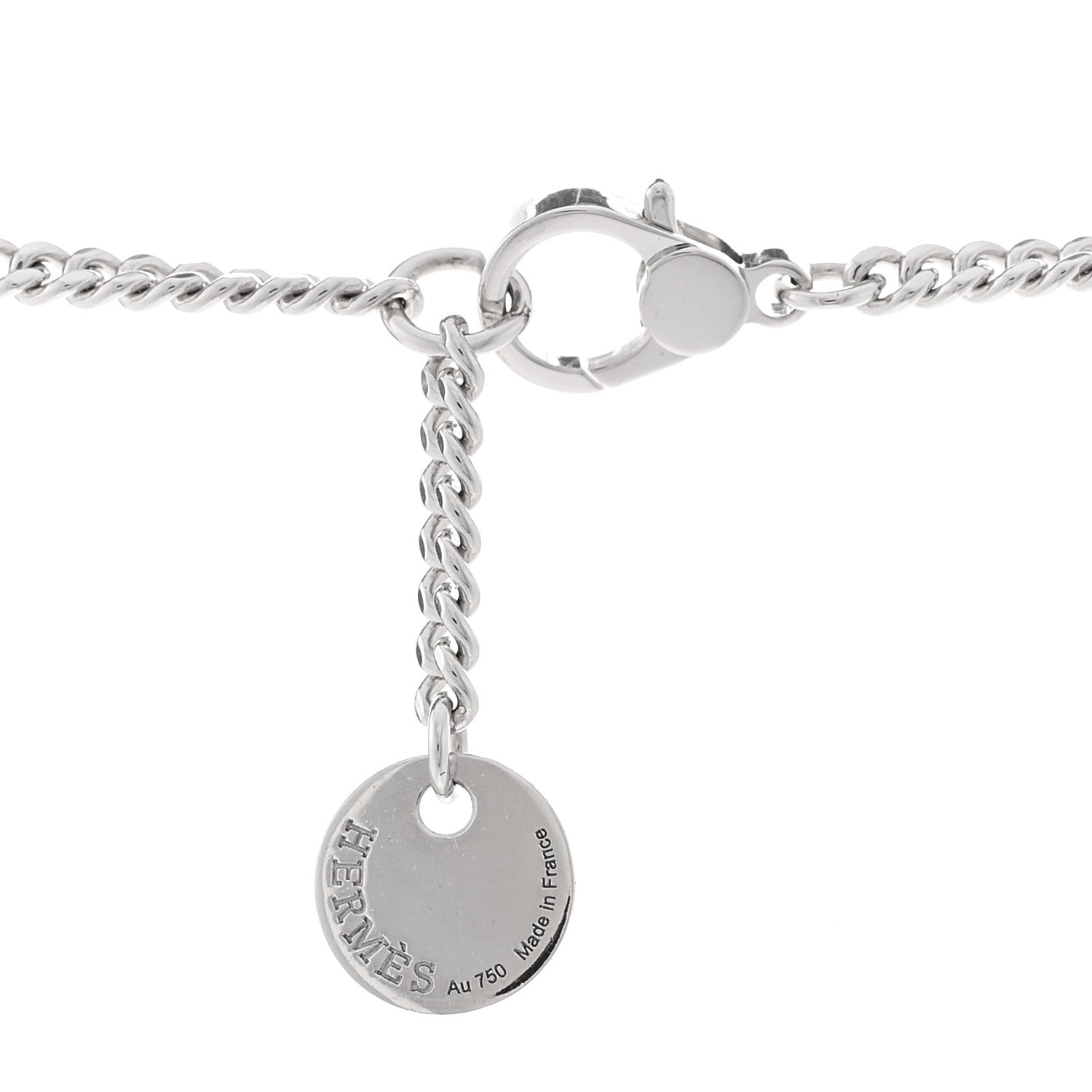 Hermes 18K White Gold Diamond Etriviere Pendant Necklace 4 of 5