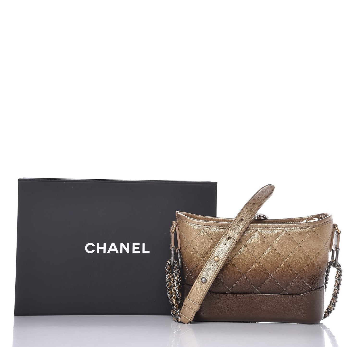Metallic Goatskin Quilted Small Gabrielle Hobo Gold Bronze