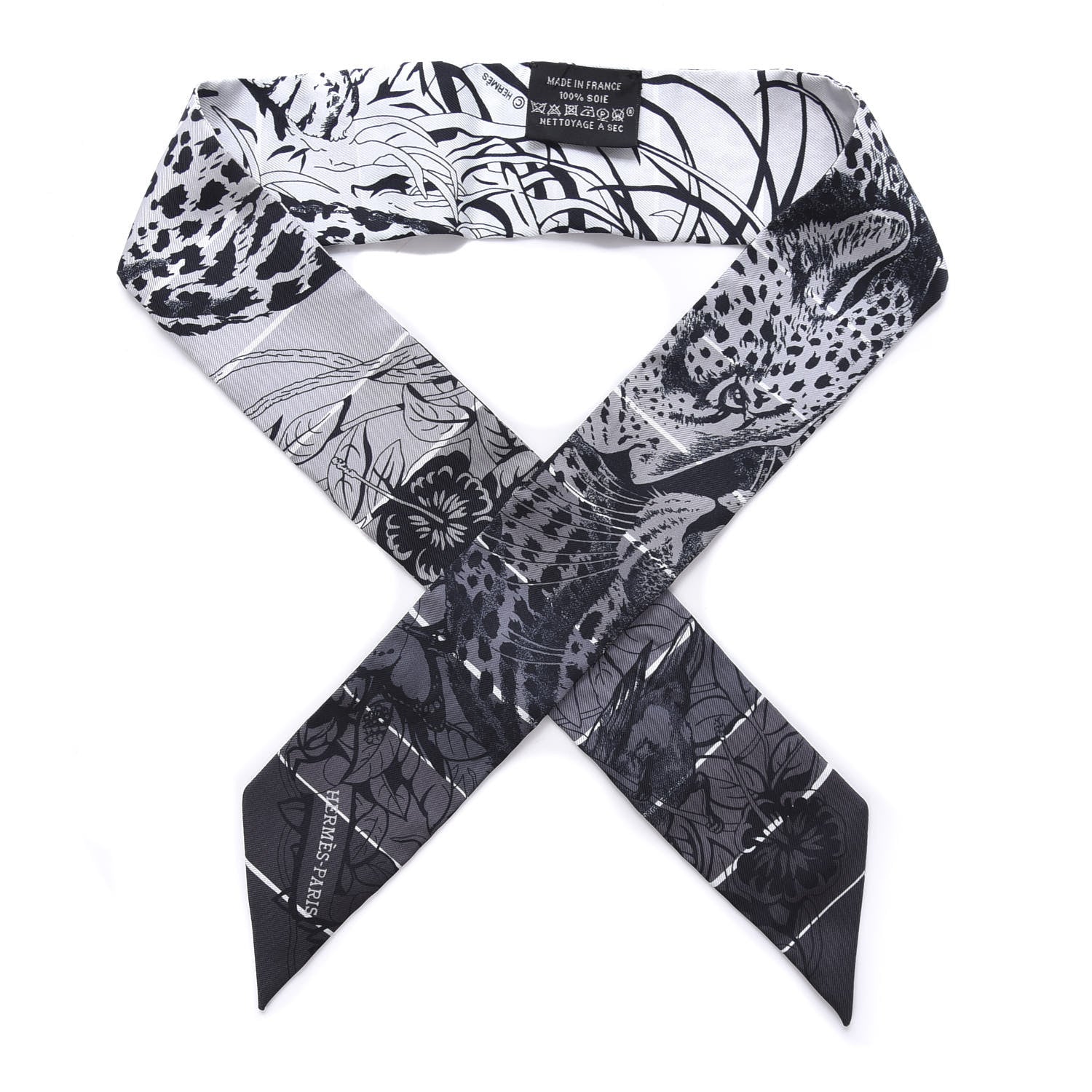 Hermes Silk Jungle Love Rainbow Twilly Gris Black White 1 of 3