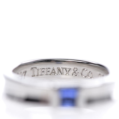 Tiffany 18K White Gold Blue Sapphire Stacking Ring 53 6.5 5 of 7