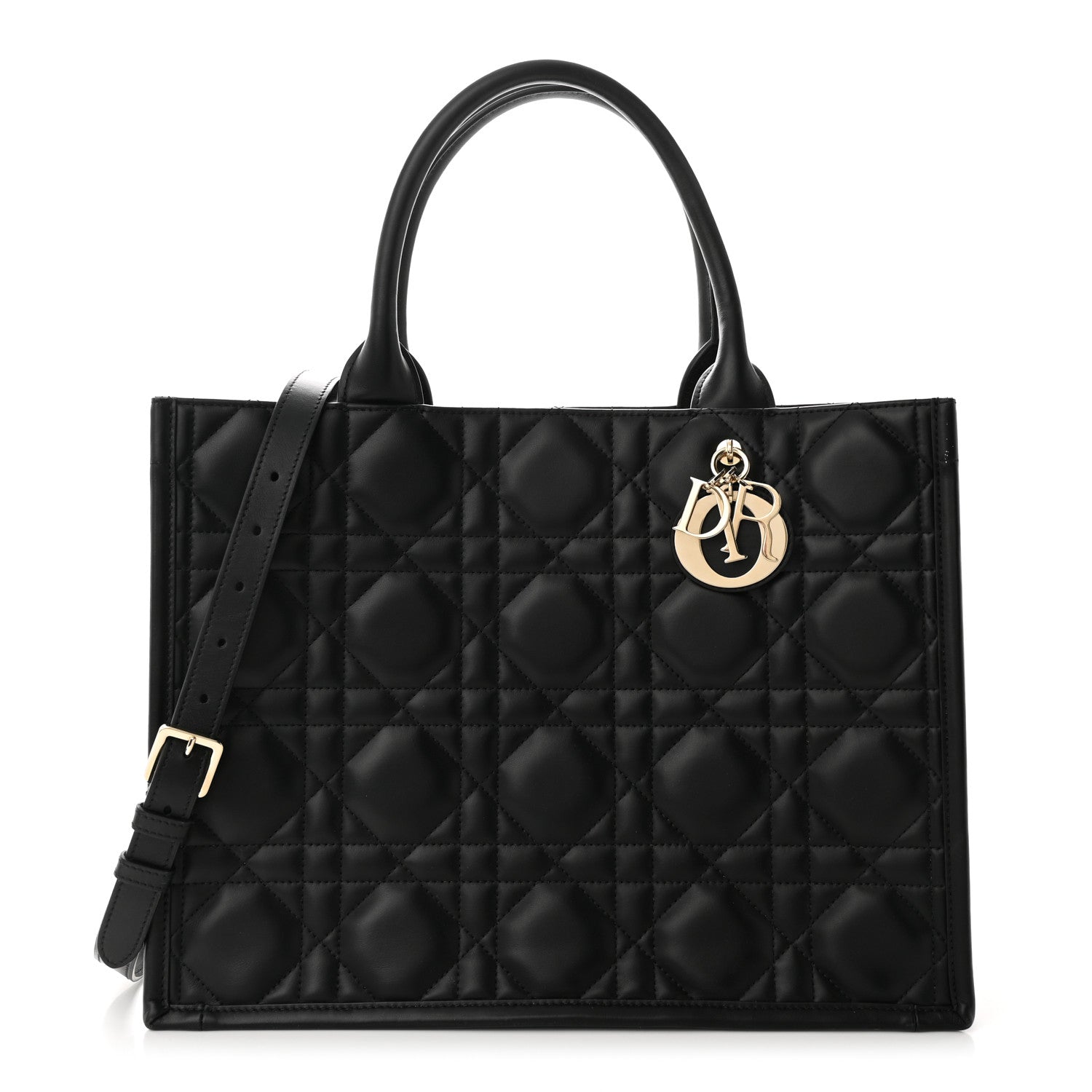 Christian Dior Calfskin Macro Cannage Medium Book Tote Black 1 of 9