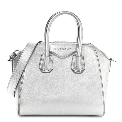 Givenchy Metallic Sugar Goatskin Mini Antigona Silver 1 of 9
