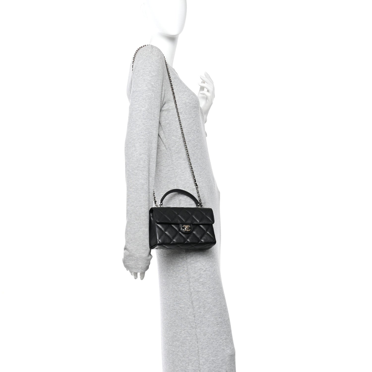 Chanel Caviar Quilted Mini Retro Twist Top Handle Flap Black 2 of 10
