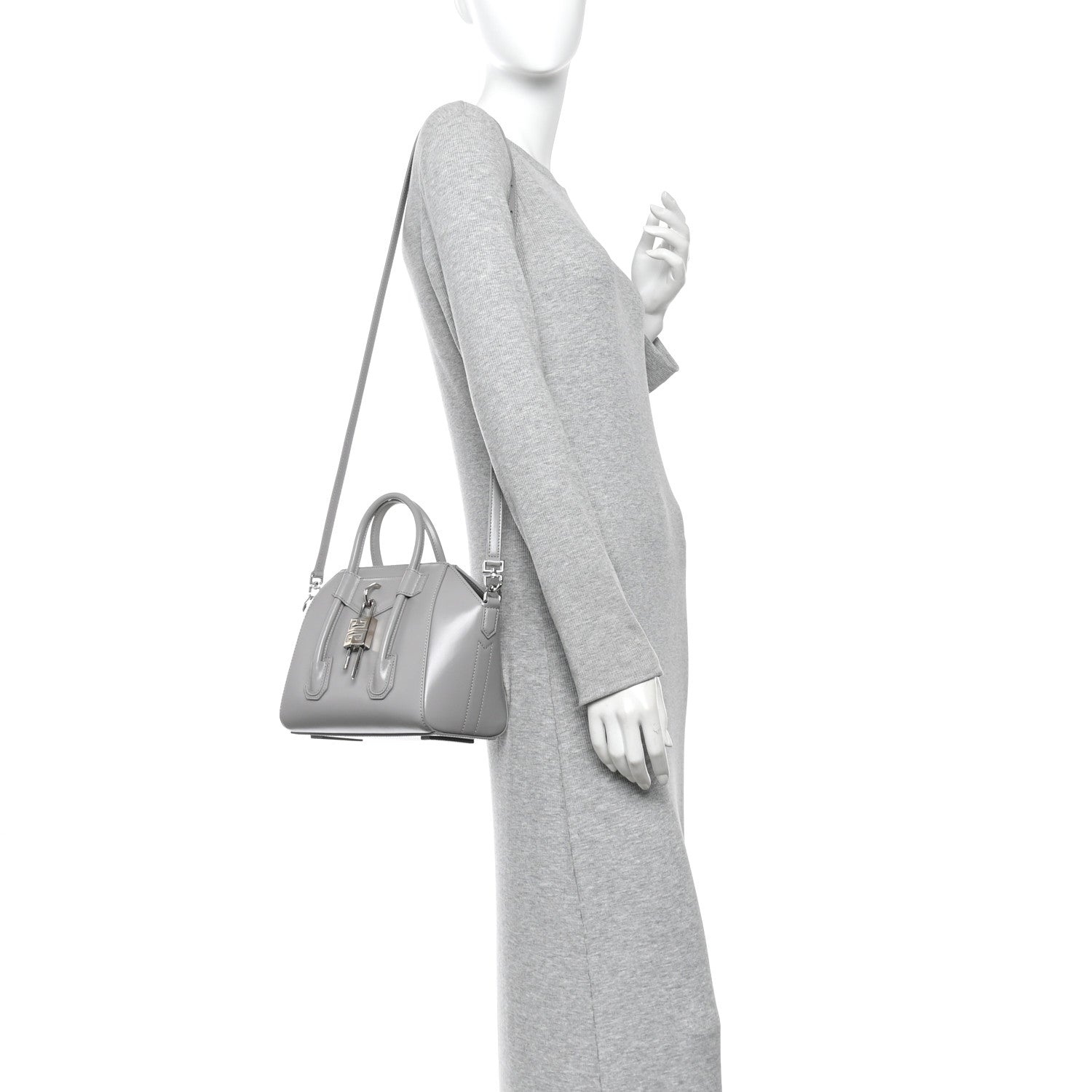 Givenchy Box Calfskin Mini Lock Antigona Shoulder Bag Medium Grey 2 of 10
