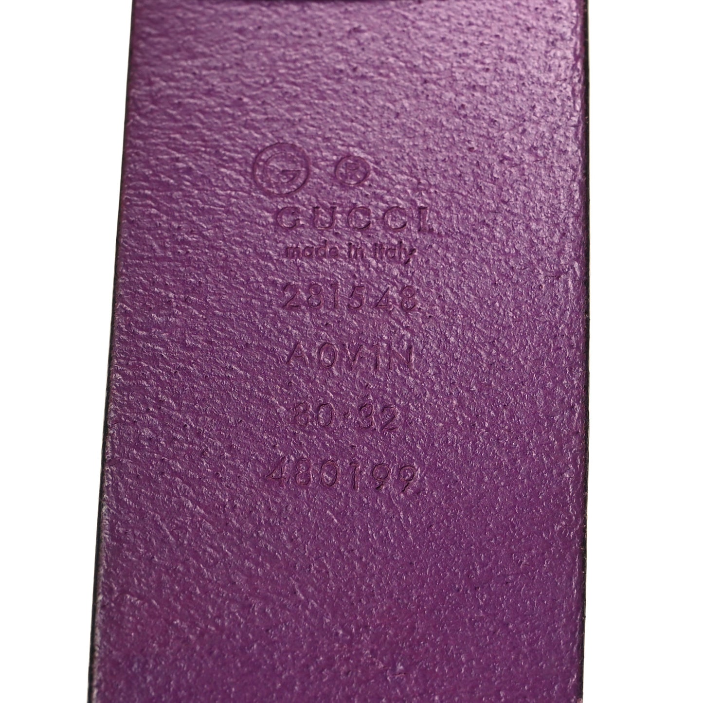 Soft Microguccissima Margaux Calfskin Belt 80 32 Purple