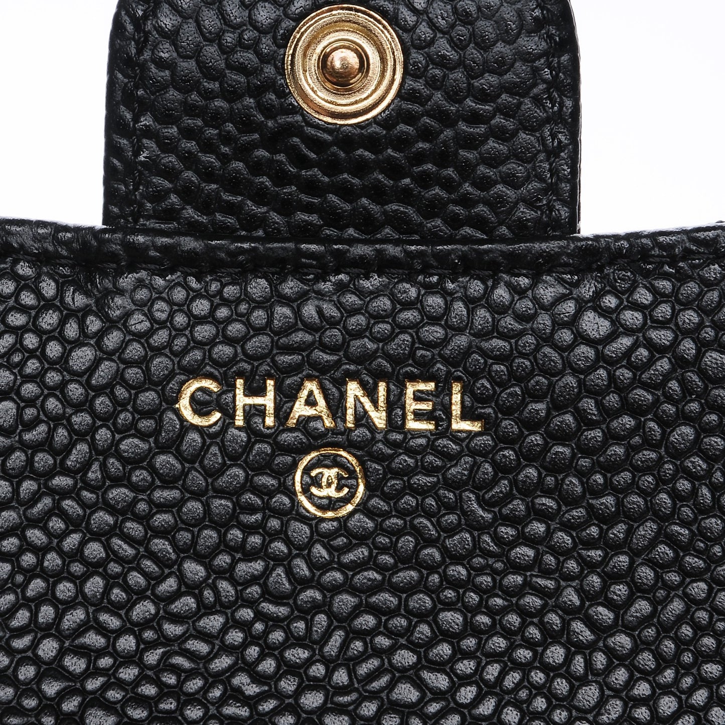 Caviar Quilted Compact Flap Wallet Black