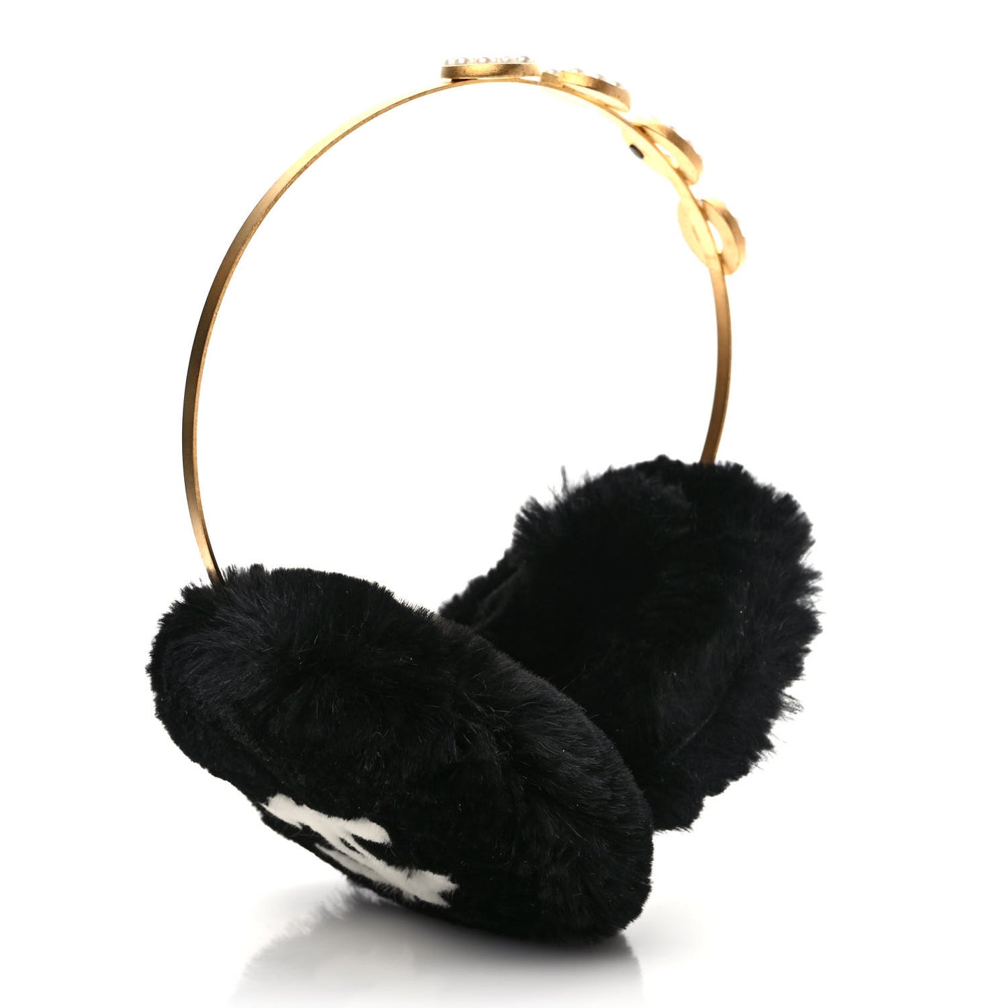 Rabbit Fur Coco Earmuffs Black Gold