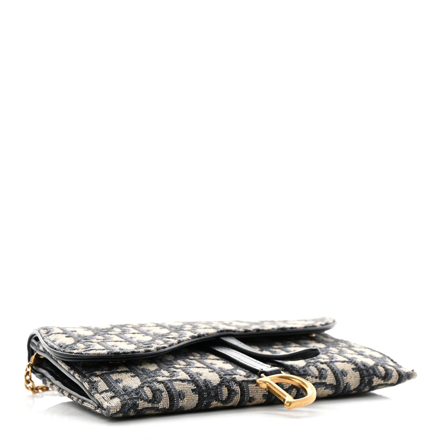 Oblique Saddle Chain Long Wallet Blue