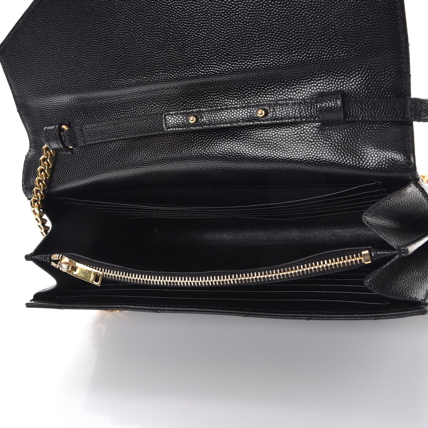 Grain De Poudre Matelasse Chevron Monogram Chain Wallet Black