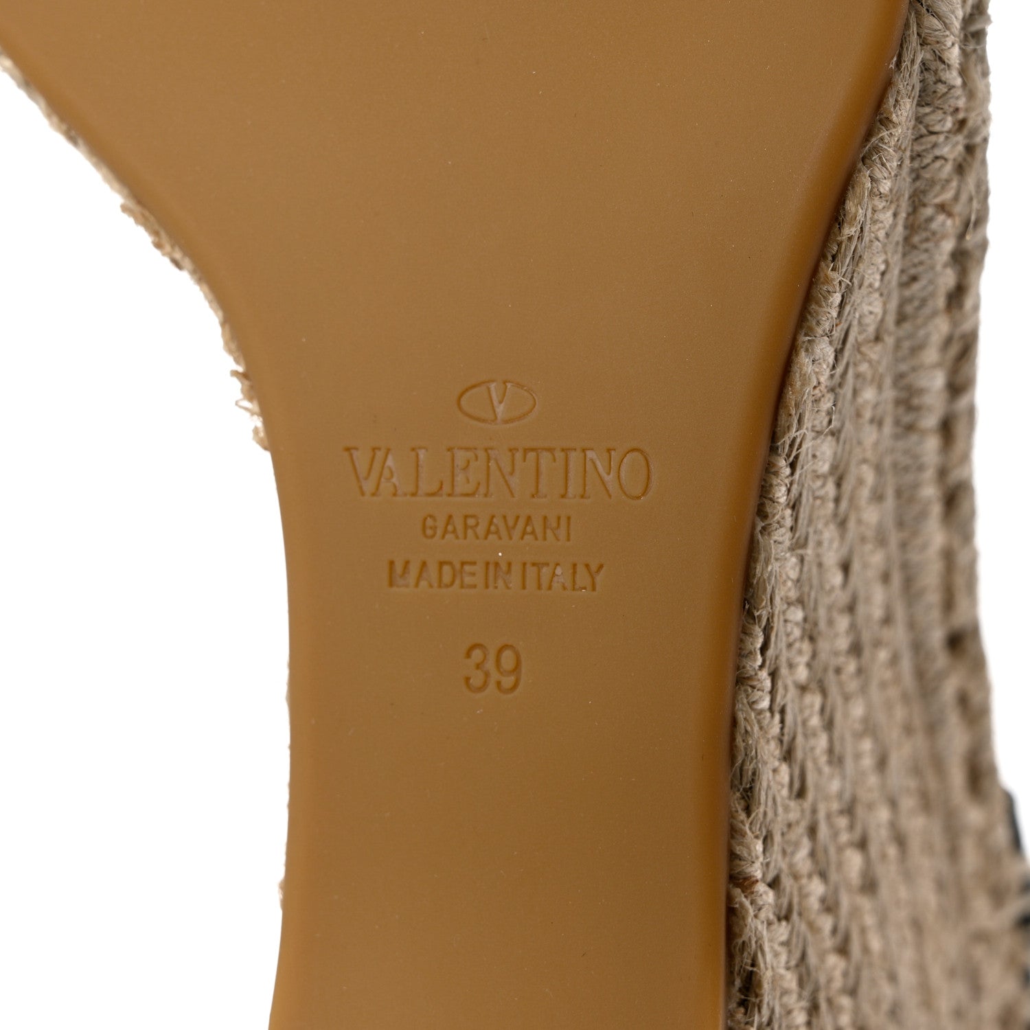 Valentino Garavani Grained Calfskin Rockstud Ankle Strap Espadrille 15/105mm Wedge Sandals 39 Black Light Cuir Natural 8 of 11