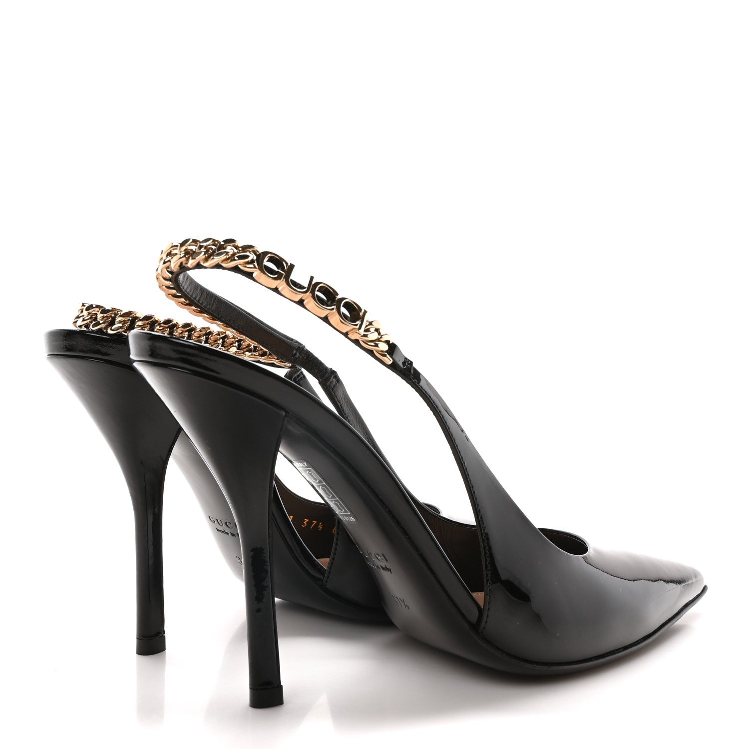 Gucci Vernice Crystal Nappa Charlotte Signoria Slingback Pumps 37.5 Black 5 of 8