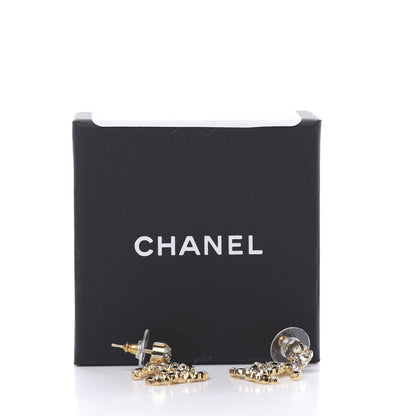 Chanel Resin Crystal Pearl CC Drop Earrings Gold Black 5 of 5