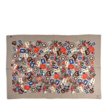 Gucci Wool Monogram Courrier Fringe Shawl Beige Light Brown 1 of 3