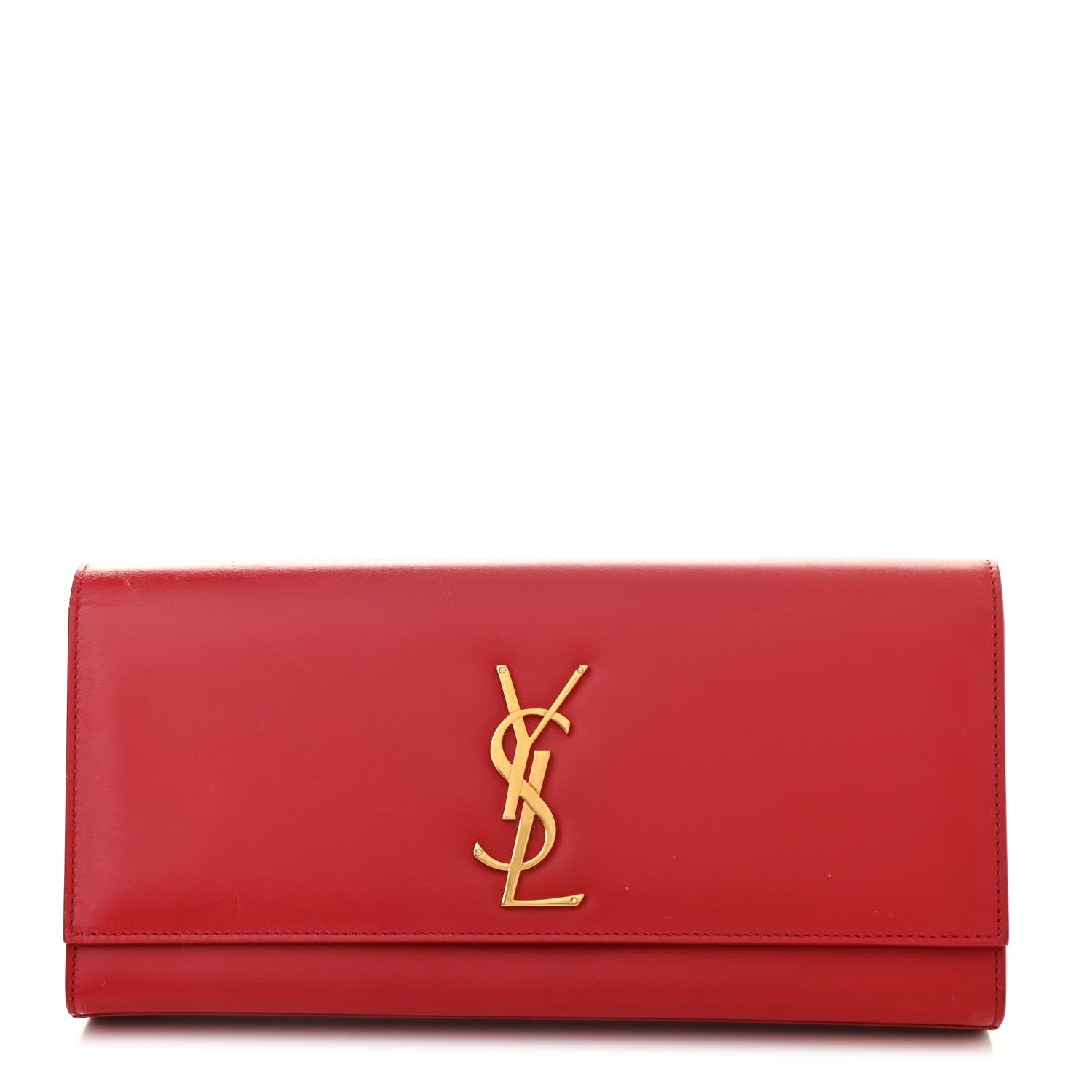 Saint Laurent Calfskin Classic Monogram Cassandre Clutch Rouge Orient 2 of 28