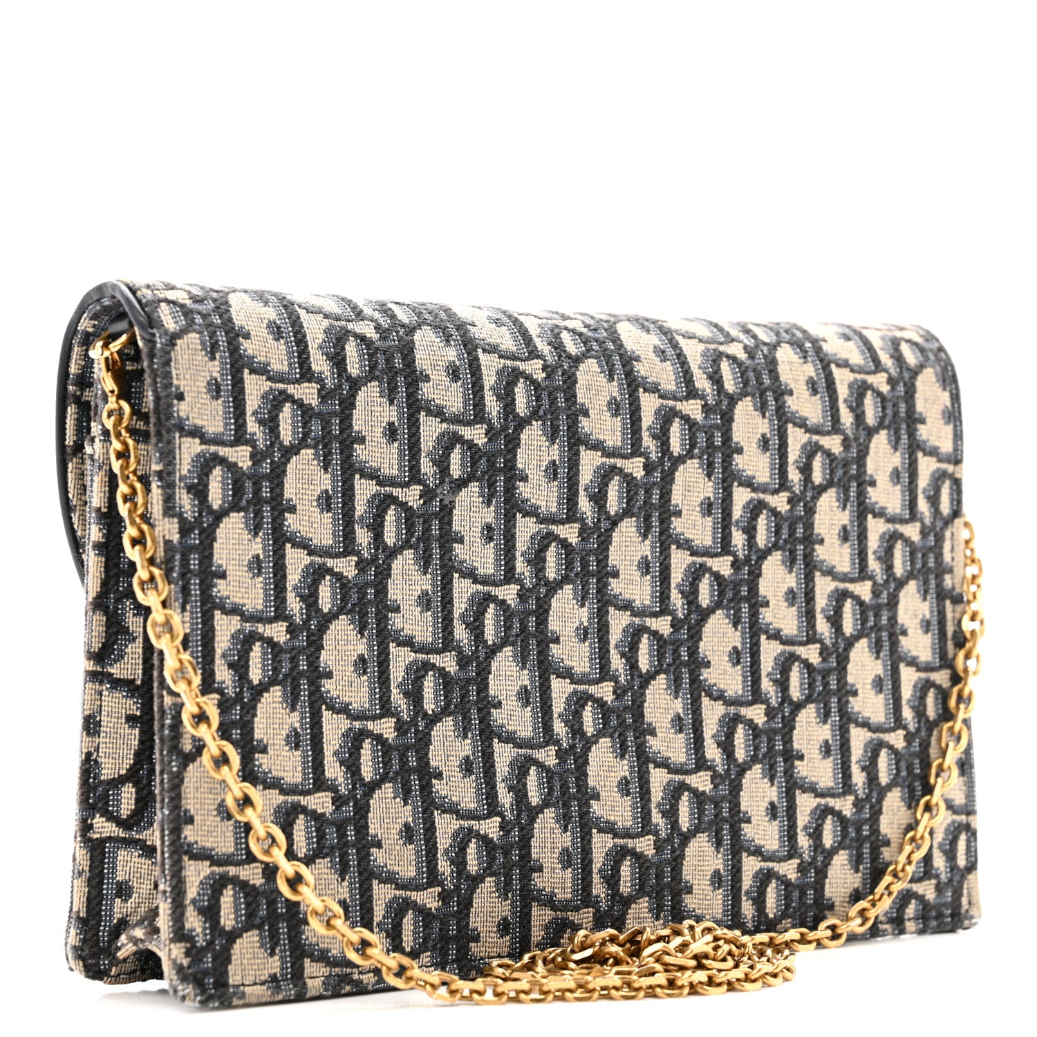 Christian Dior Oblique Saddle Chain Pouch Blue 3 of 17