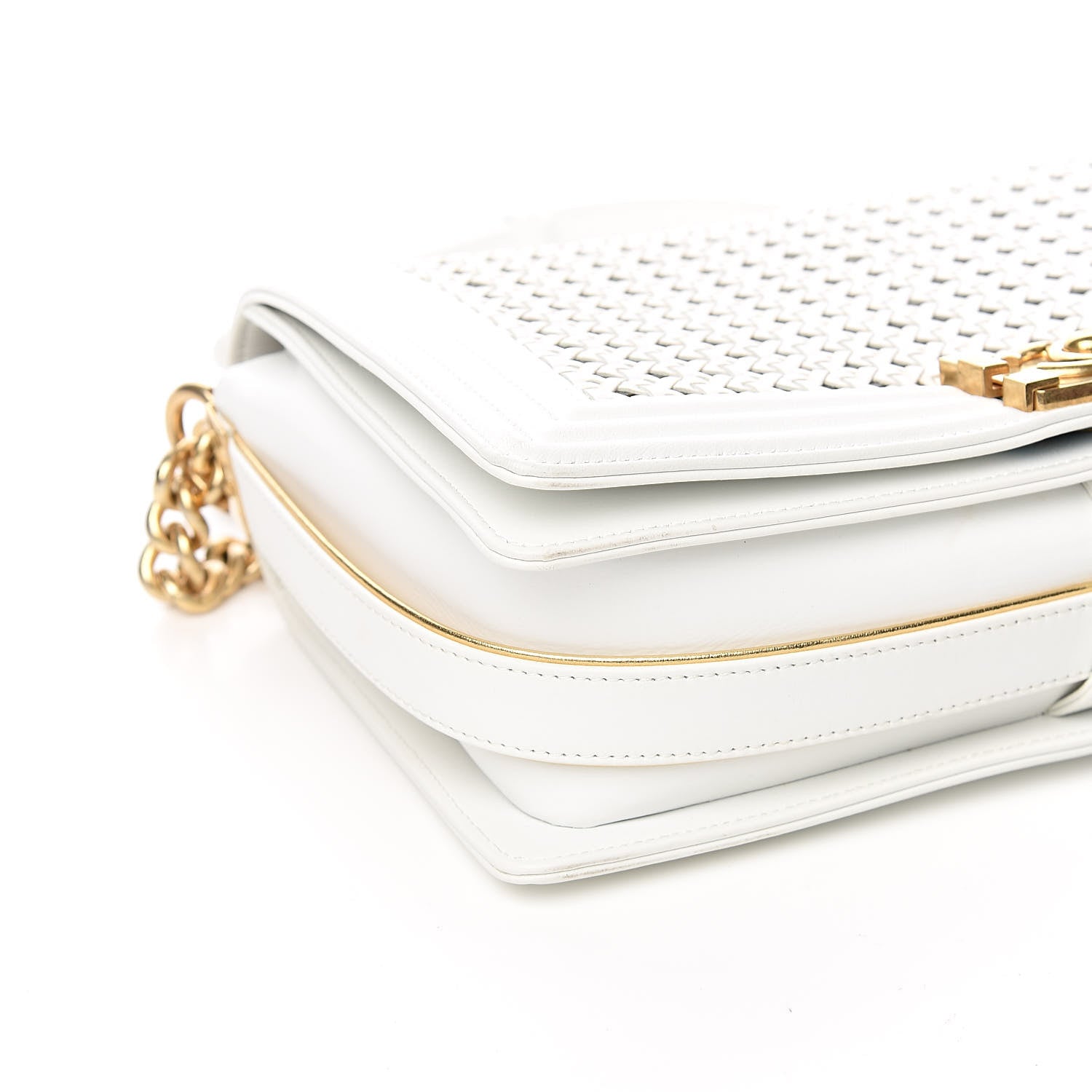 Chanel Sheepskin Braided New Medium Boy Reverso Flap White 8 of 16
