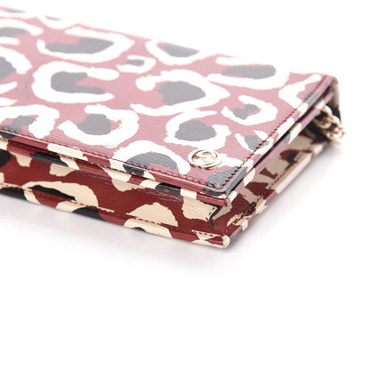 Gucci Patent Leopard Print Betty Chain Wallet Brick Red Black 5 of 9