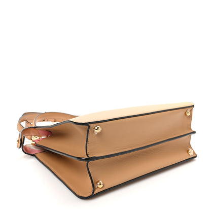 Fendi Vitello Seta Nappa FF Striped Embossed Medium Peekaboo I SEE U Satchel Miele Scuro Multicolor 5 of 12