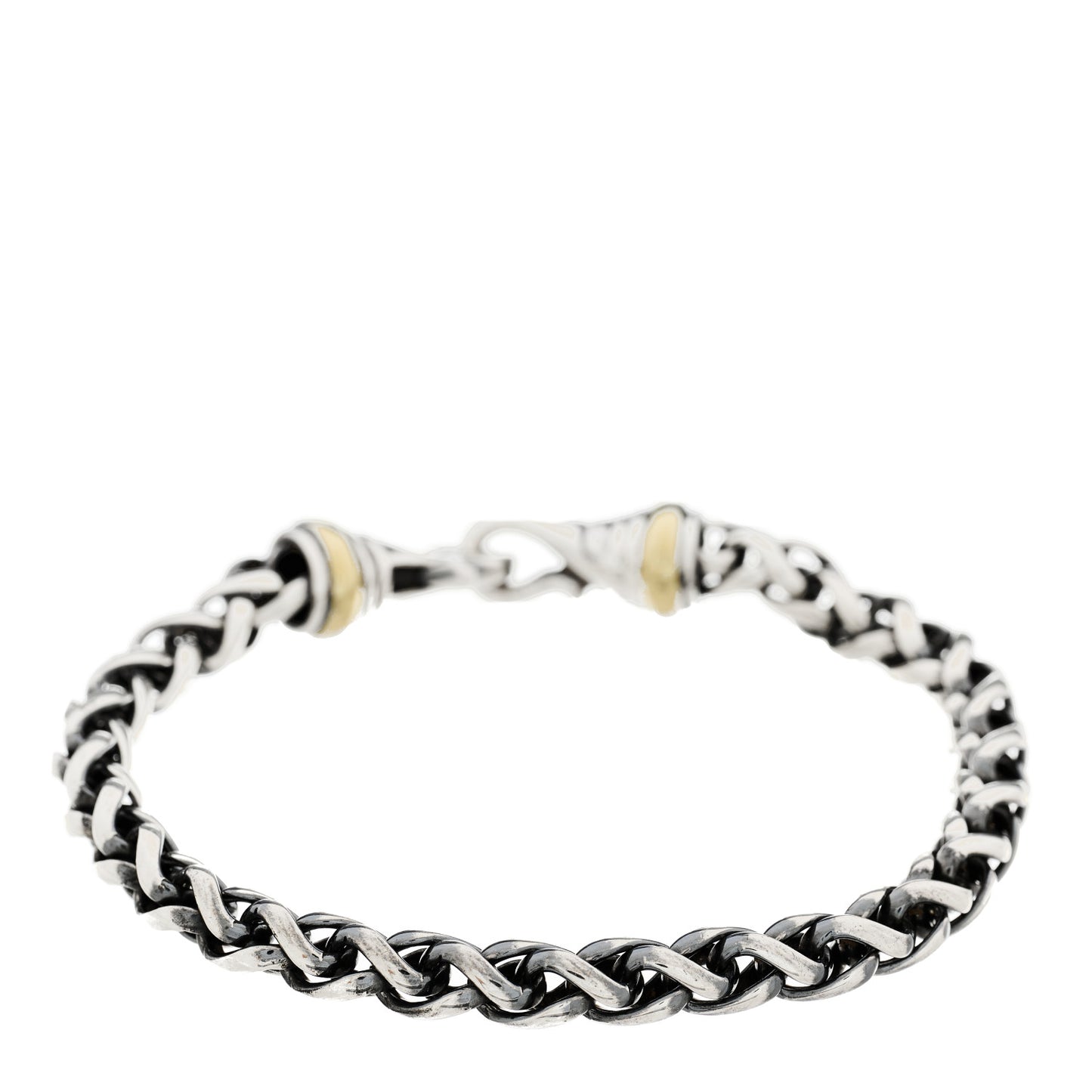 Sterling Silver 14K Yellow Gold 6mm Wheat Chain Bracelet