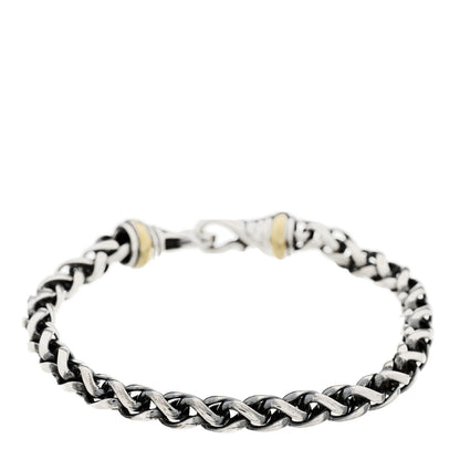 David Yurman Sterling Silver 14K Yellow Gold 6mm Wheat Chain Bracelet 2 of 4