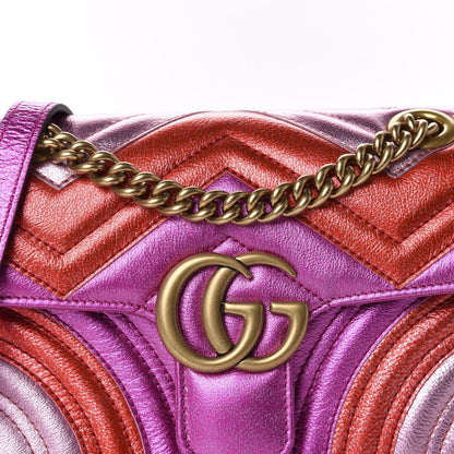 Gucci Metallic Calfskin Matelasse Mini GG Marmont Shoulder Bag Fuchsia 10 of 10