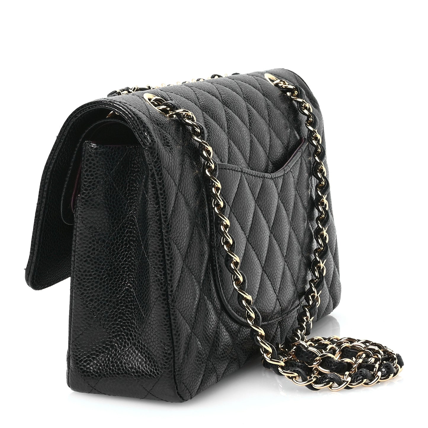 Caviar Quilted Medium Double Flap Black