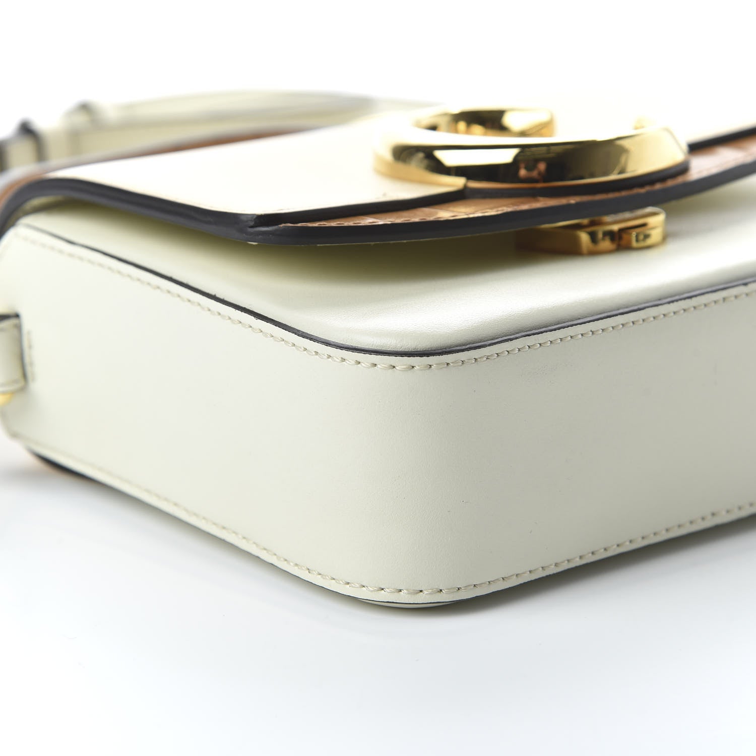 Chloe Calfskin Crocodile Embossed Mini C Double Carry Blondie Beige Autumnal Brown 6 of 10