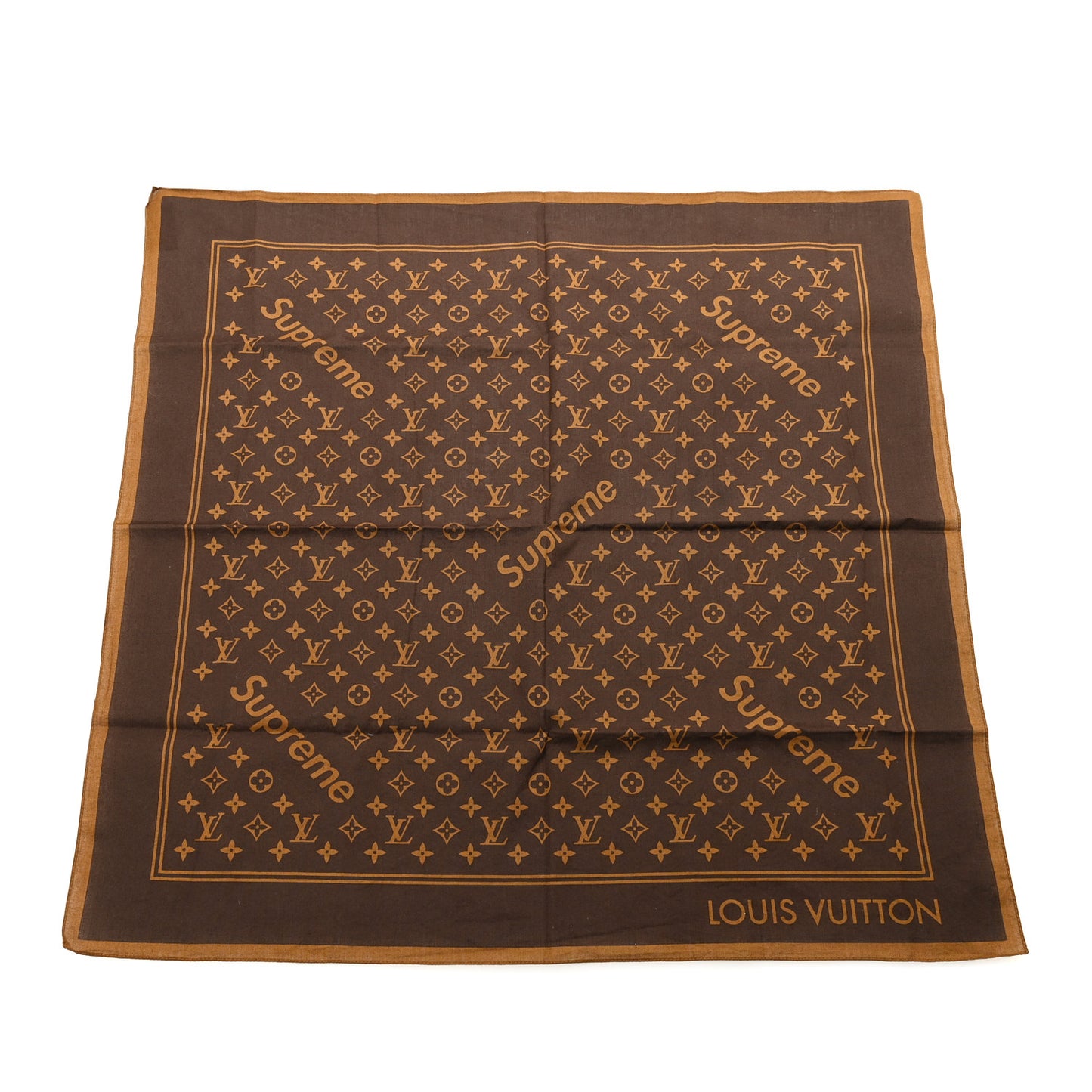 X Supreme Cotton Monogram Bandana Scarf Brown