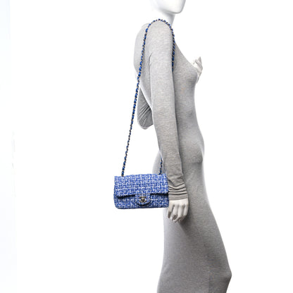 Chanel Tweed Quilted Mini Rectangular Flap Blue White 2 of 10