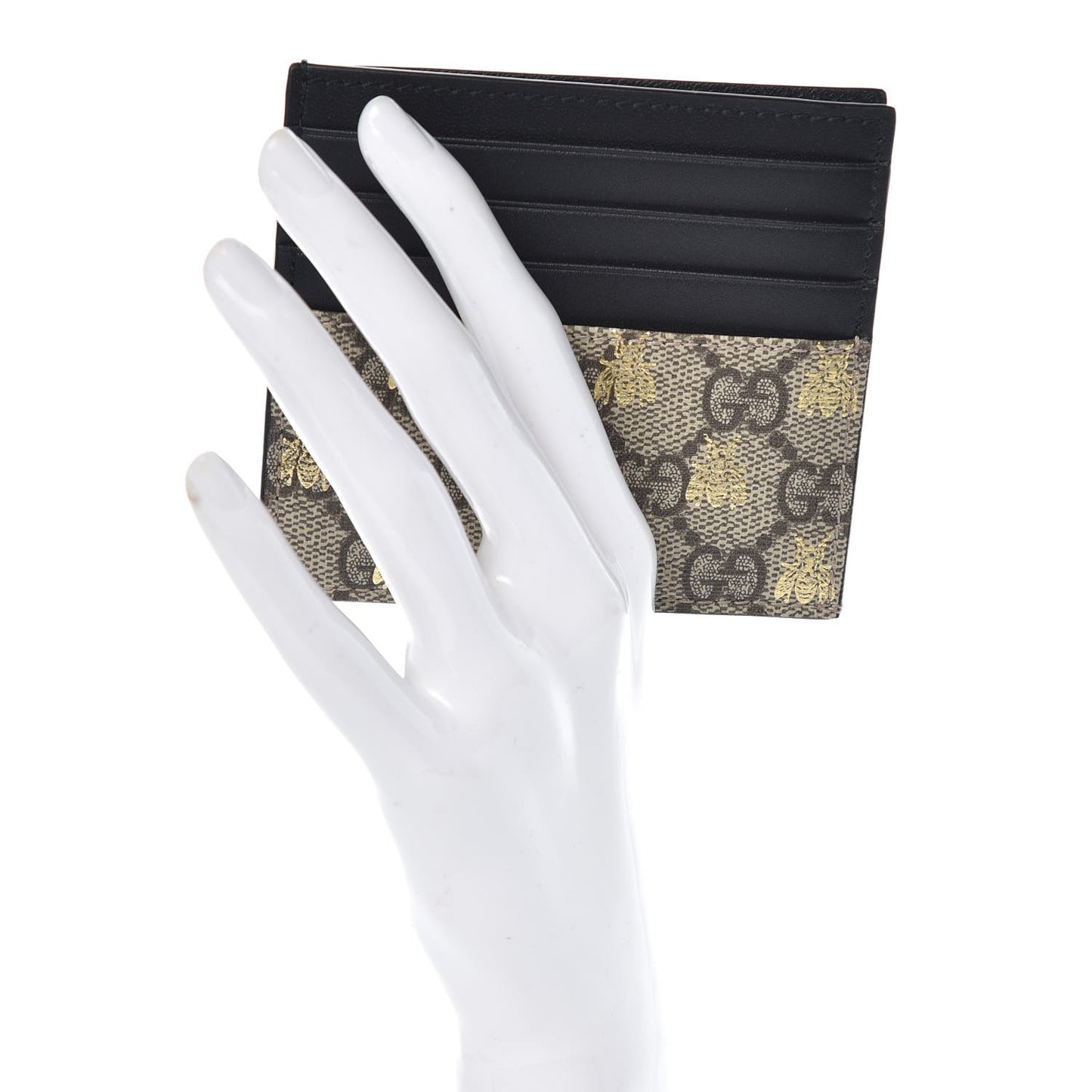 GG Supreme Monogram Bees Card Holder Black