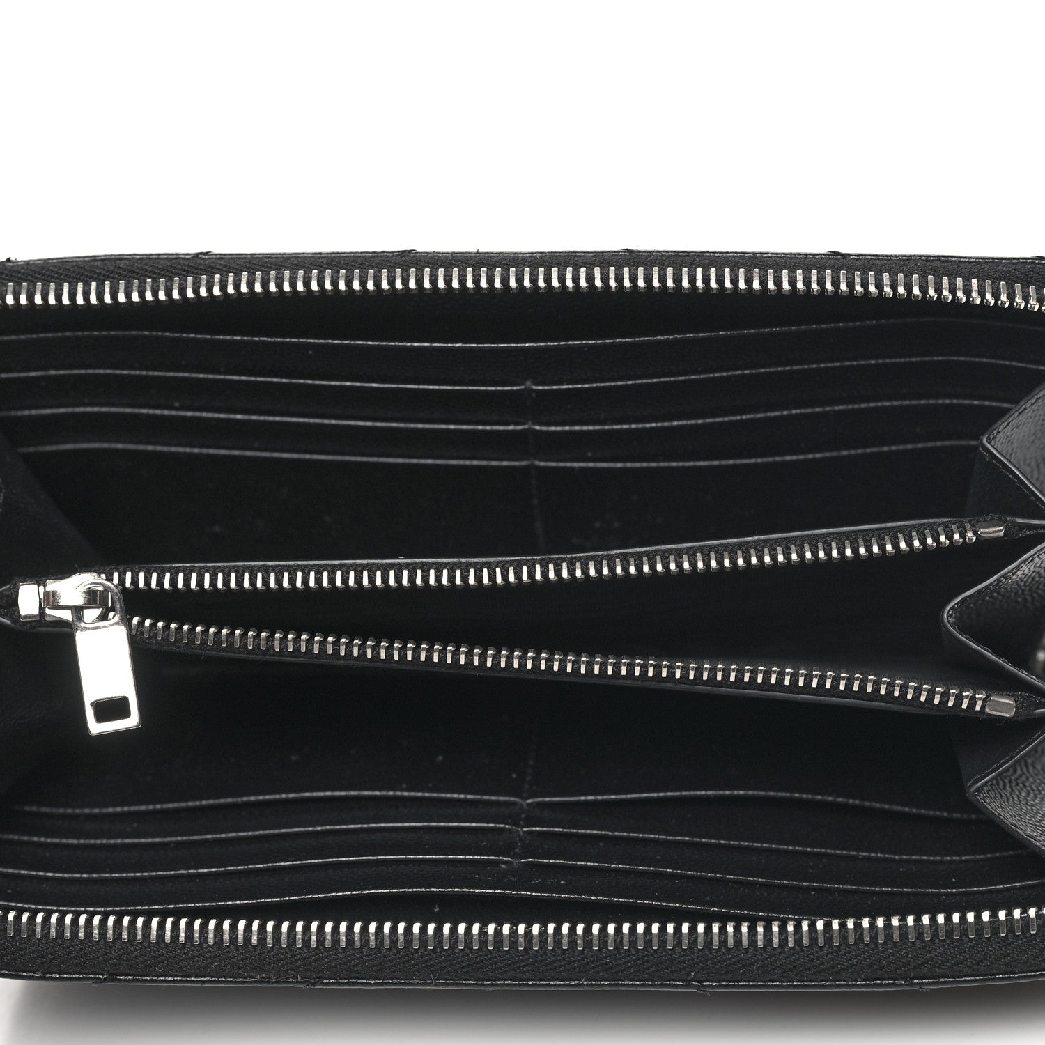 Saint Laurent Grain De Poudre Matelasse Chevron Monogram Zip Around Wallet Black 5 of 8