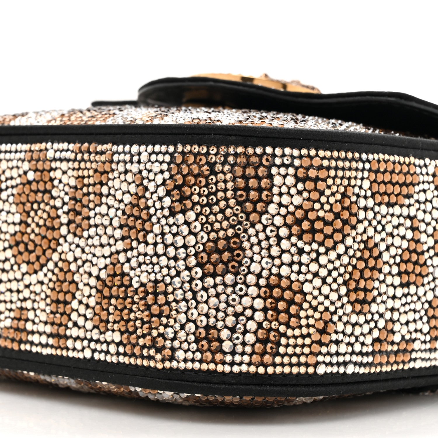 Versace Satin Crystal Studded Leopard Mini La Medusa Bag Black 7 of 9
