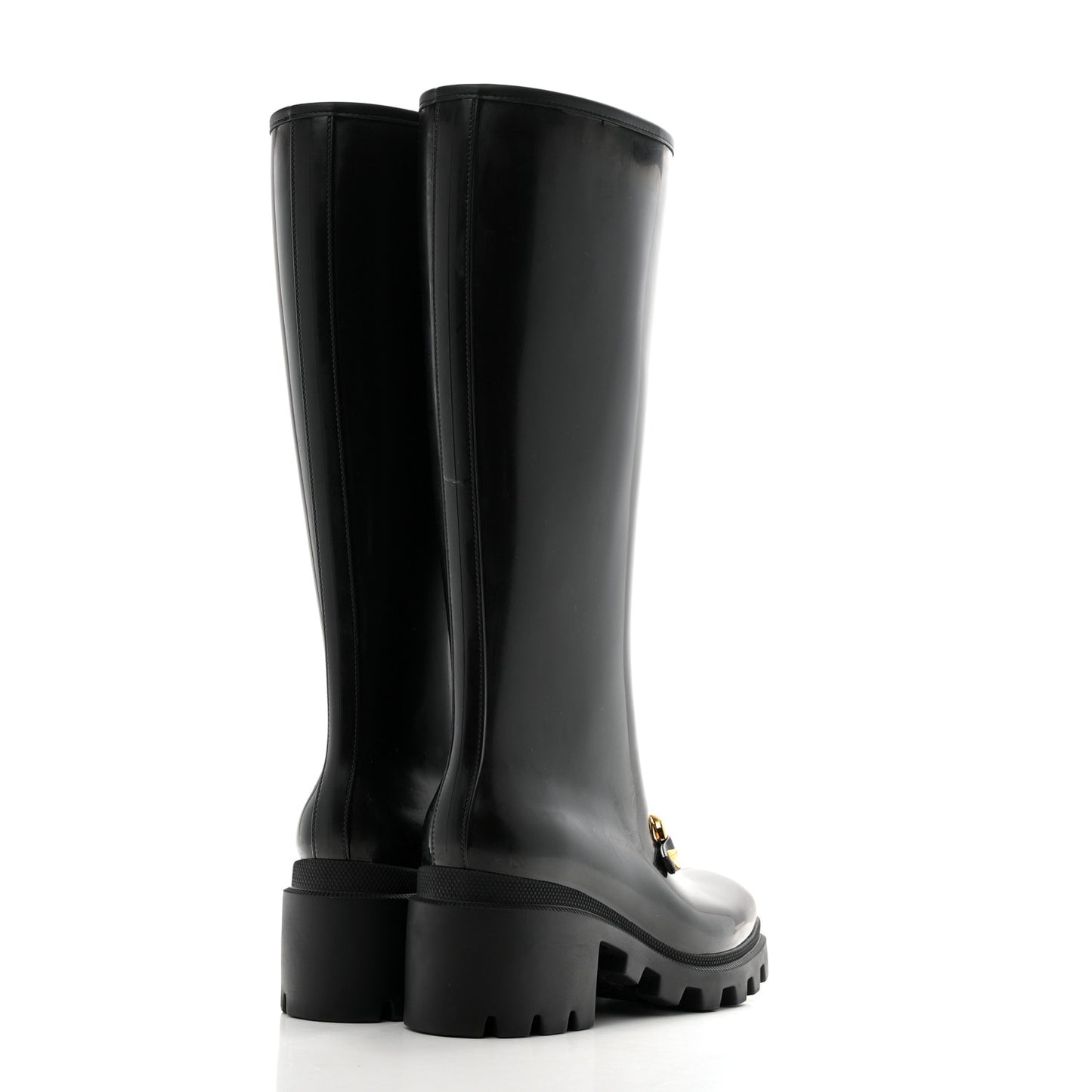 Rubber Horsebit Knee High Boots 39 Black