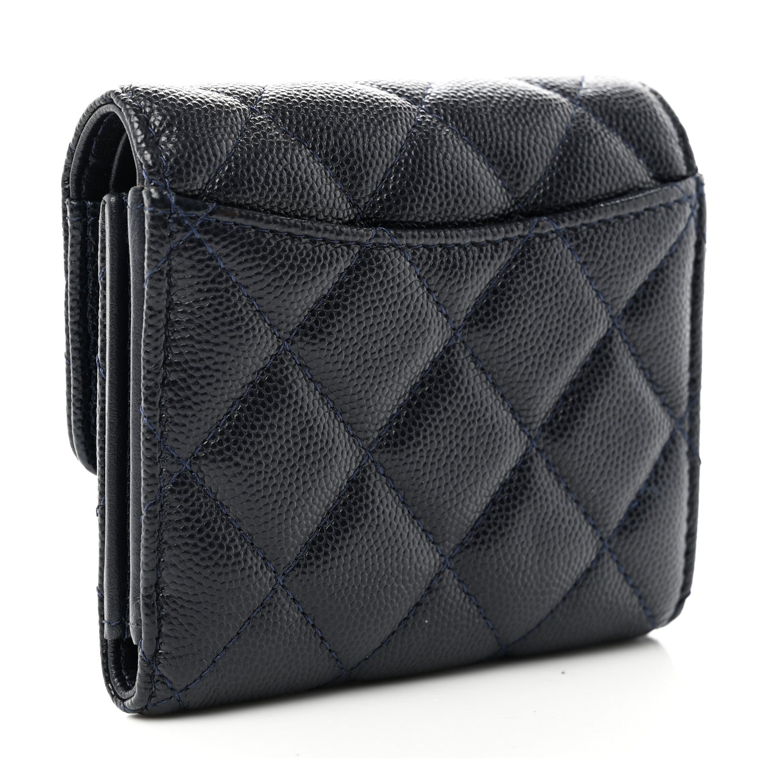 Chanel Caviar Quilted Compact Flap Wallet Navy 3 of 16