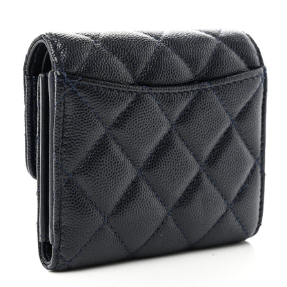 Chanel Caviar Quilted Compact Flap Wallet Navy 3 of 16