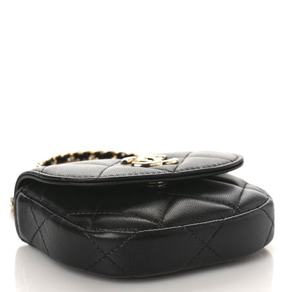Chanel Lambskin Quilted Pearl Top Handle Clutch With Chain Black 4 of 11