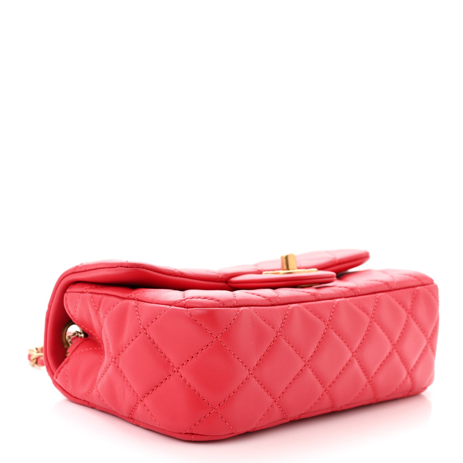 Chanel Lambskin Quilted Mini Rectangular Pearl Crush Flap Red 4 of 11