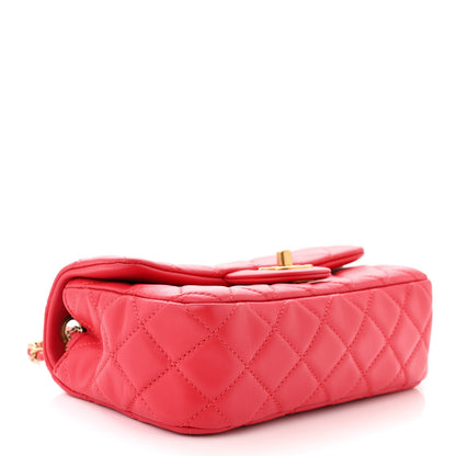 Chanel Lambskin Quilted Mini Rectangular Pearl Crush Flap Red 4 of 11