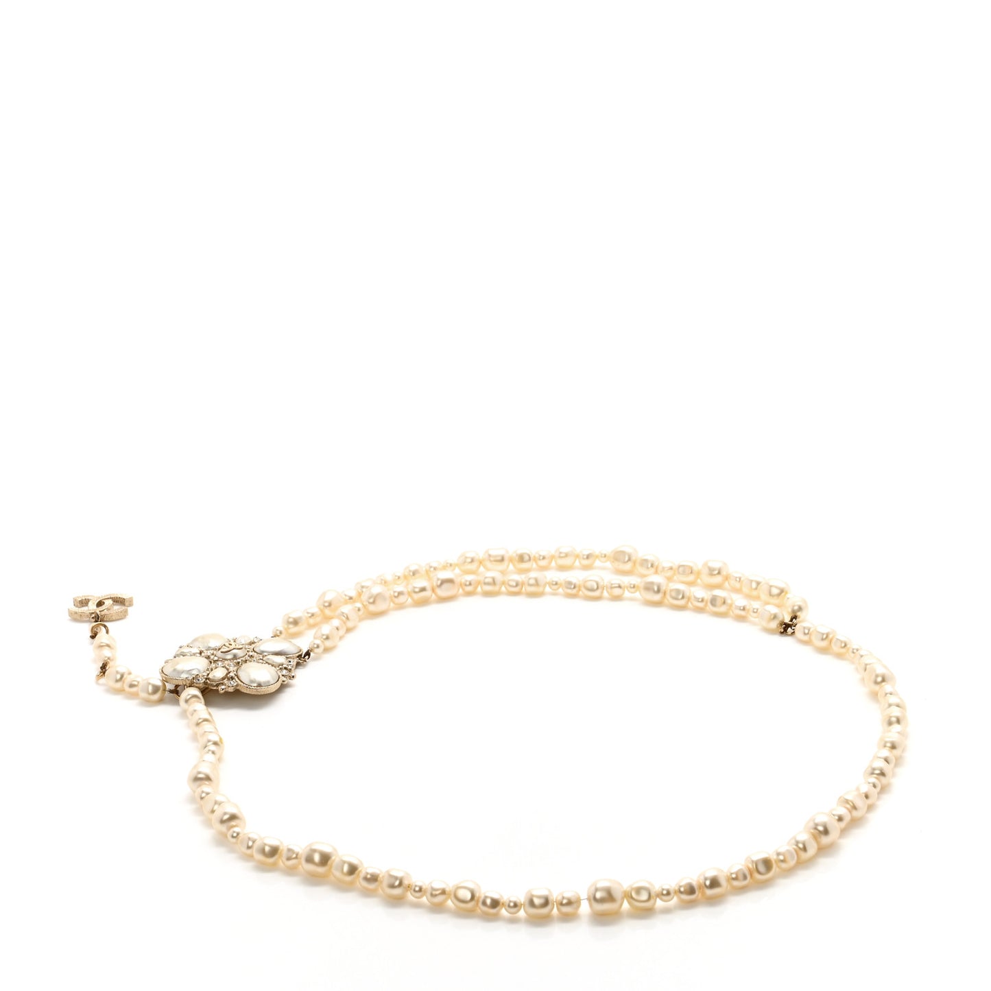 Pearl Crystal Gripoix CC Belt Gold White
