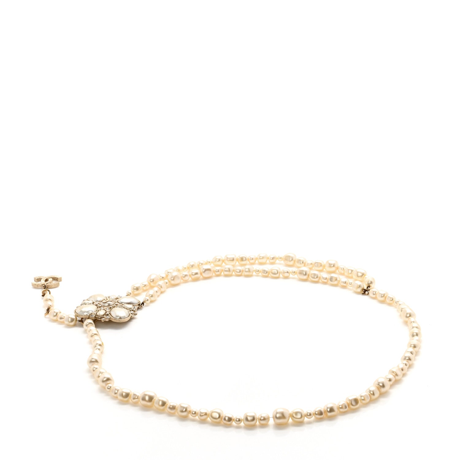 Chanel Pearl Crystal Gripoix CC Belt Gold White 2 of 4
