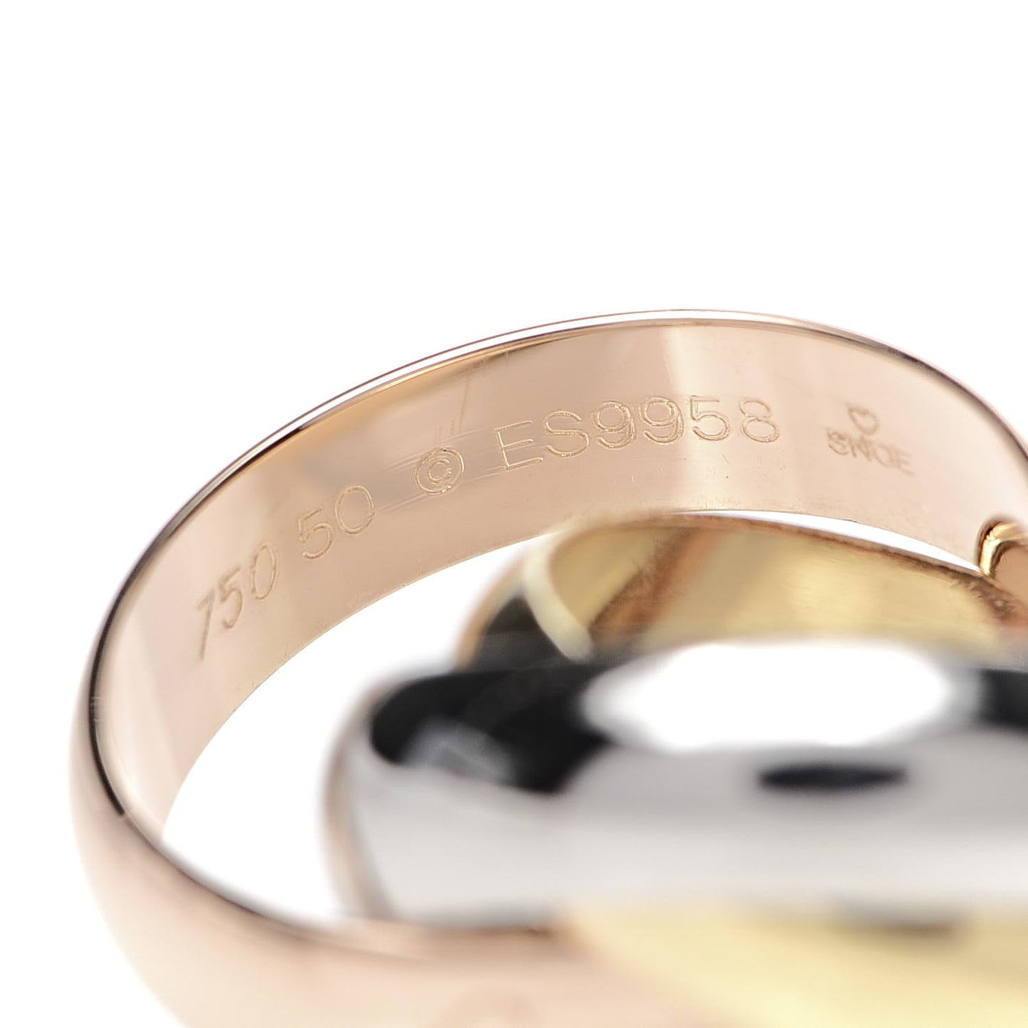 18K Pink Yellow White Gold Large Trinity Ring 50 5.25