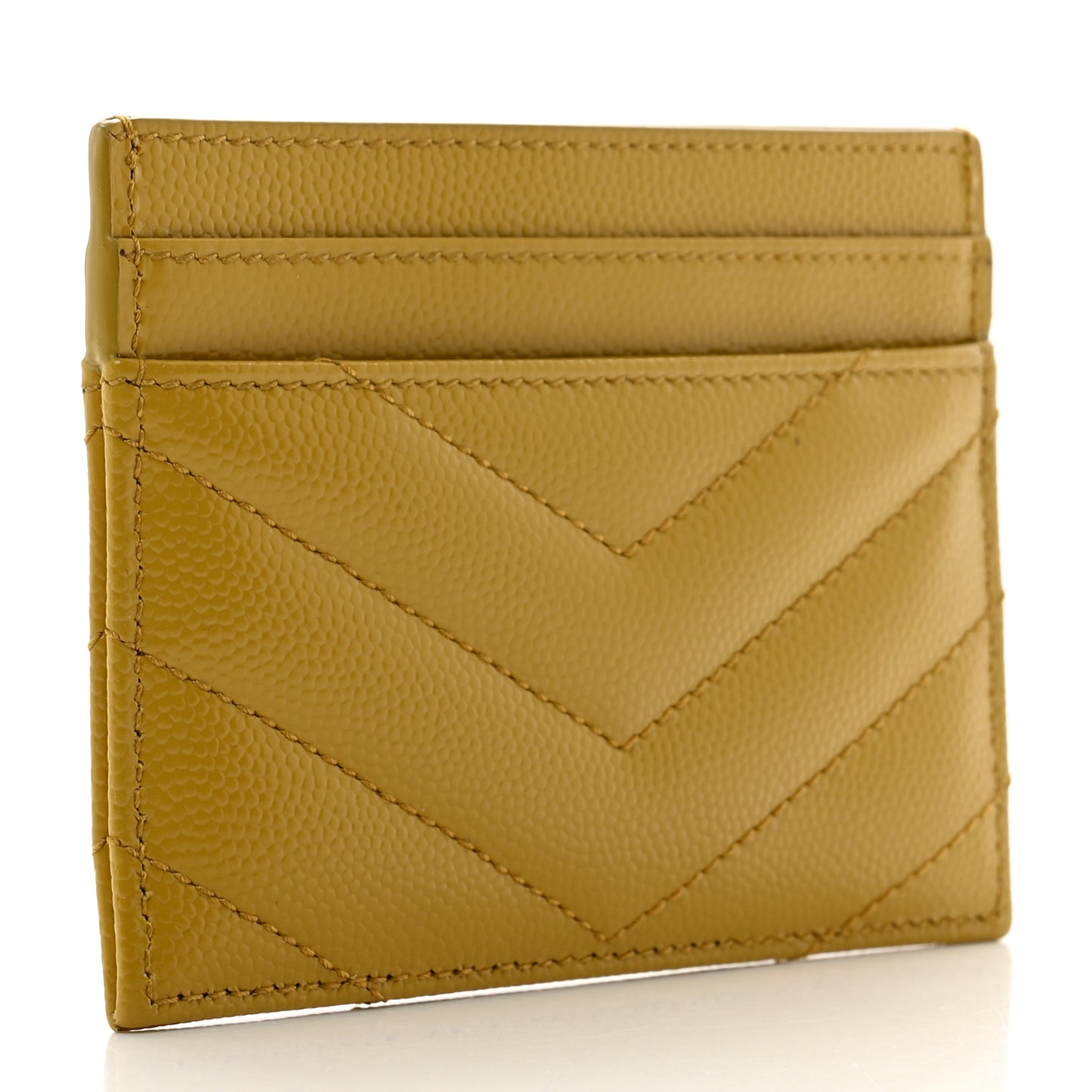 Grain De Poudre Matelasse Chevron Monogram Credit Card Case Light Chartreuse